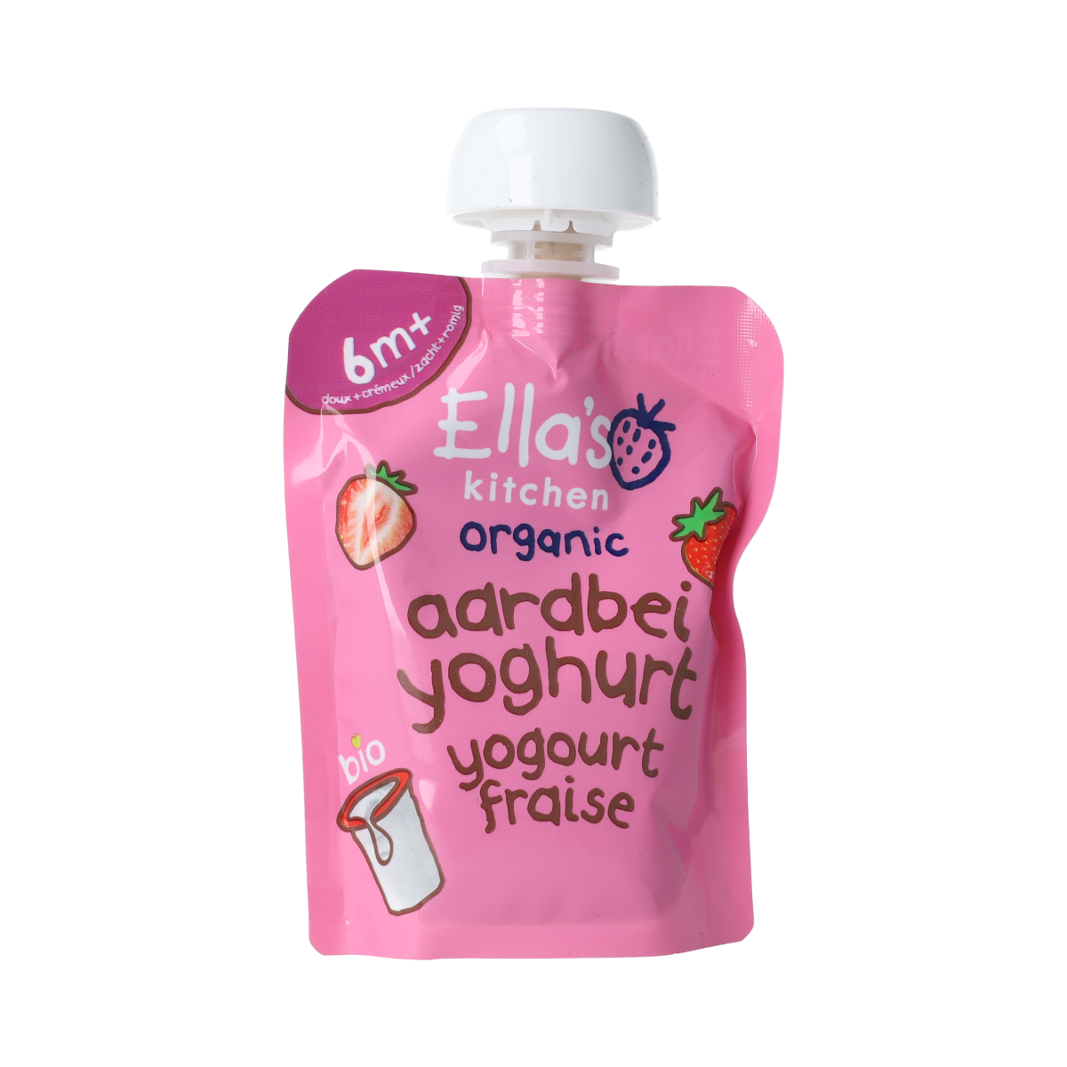 Ella's Kitchen Aardbei yoghurt griekse stijl 6+ maanden bio 90.00 Gram