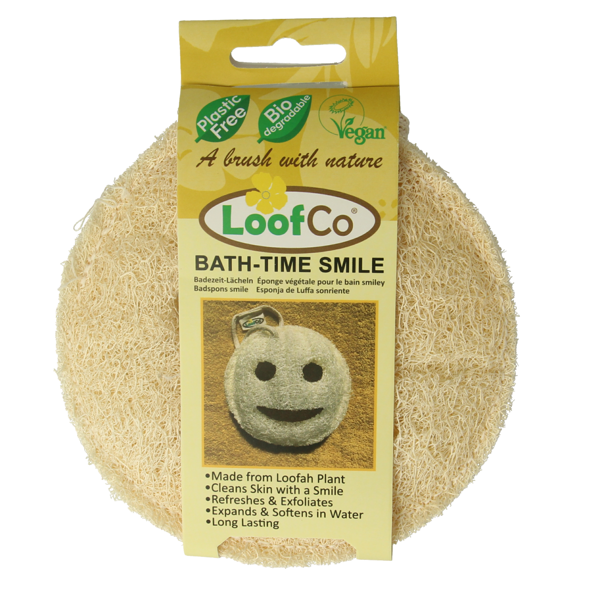 Loofco Douche en bad spons smiley bio 1.00 Stuks