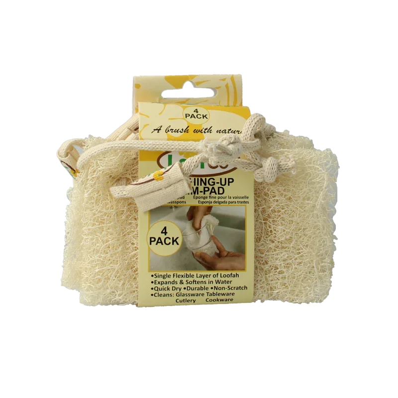 Loofco Schoonmaakspons loofah dun bio 4 Stuks