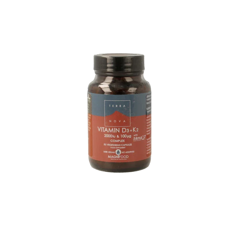 Terranova Vitamine D3 2000IU met K2 100mcg complex 50 Vegetarische capsules