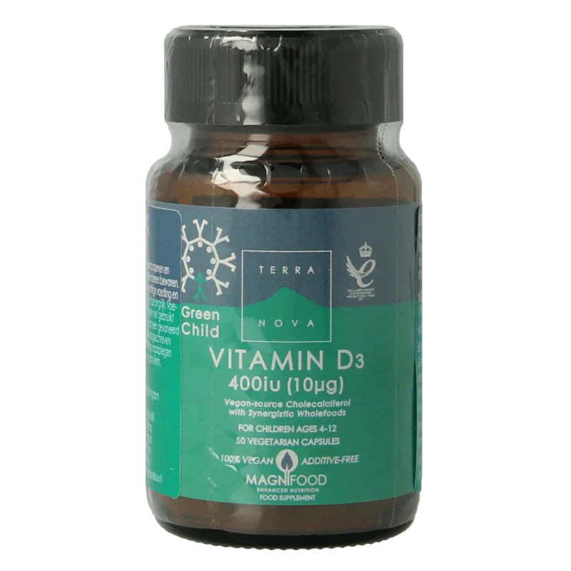 Terranova Green child vitamine D3 400IU 50 Vegetarische capsules