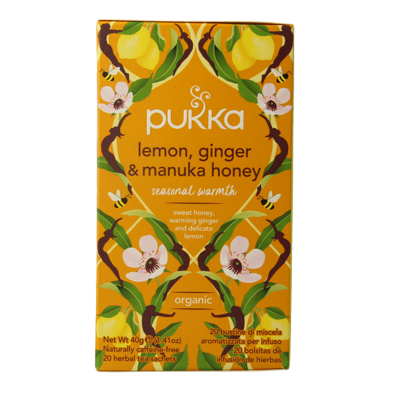 Pukka Lemon ginger manuka honey bio 20 Zakjes