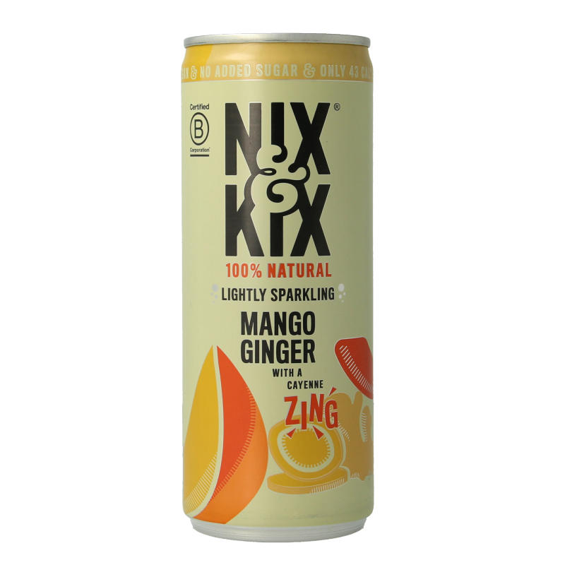 Nix & Kix Mango ginger blikje 250 Milliliter