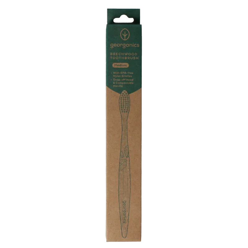 Georganics Toothbrush medium beechwood 1 Stuks