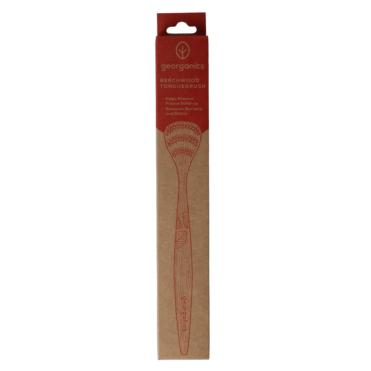 Georganics Tongue brush medium beechwood 1.00 Stuks