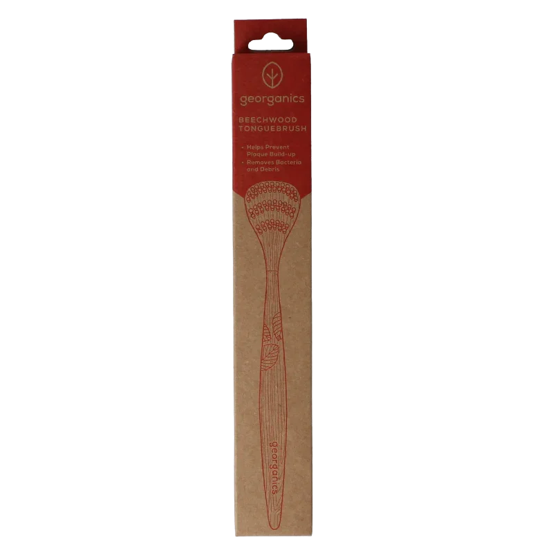 Georganics Tongue brush medium beechwood 1 Stuks