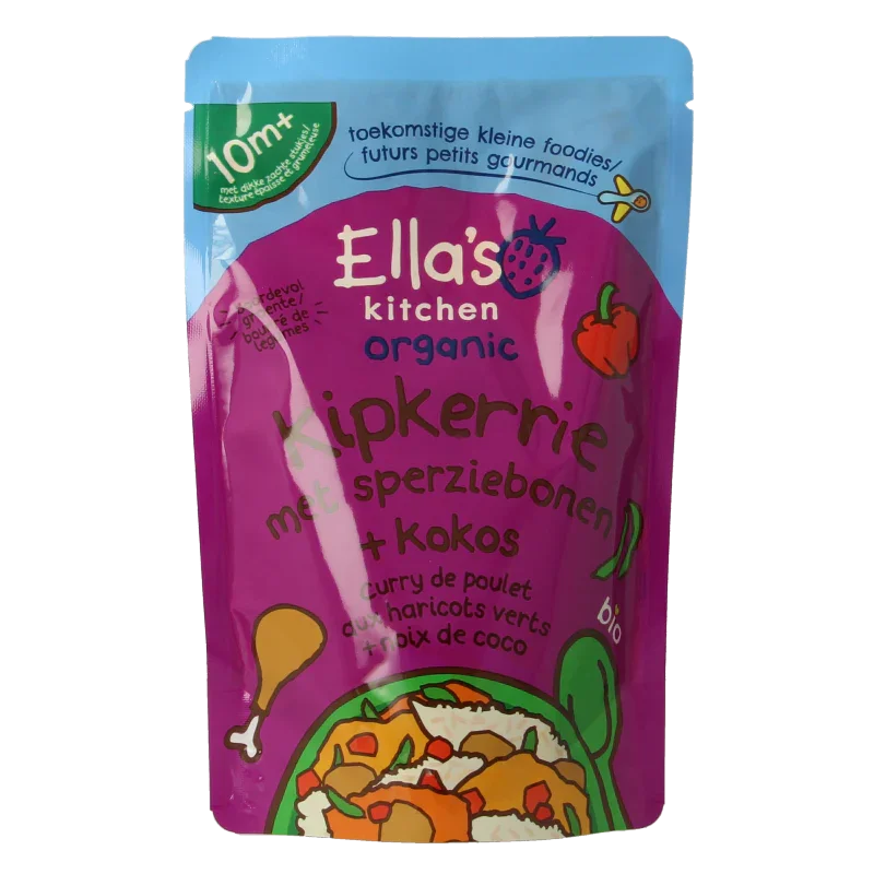 Ella's Kitchen Kipkerrie sperzieboon kokos 10+ maanden bio 190 Gram