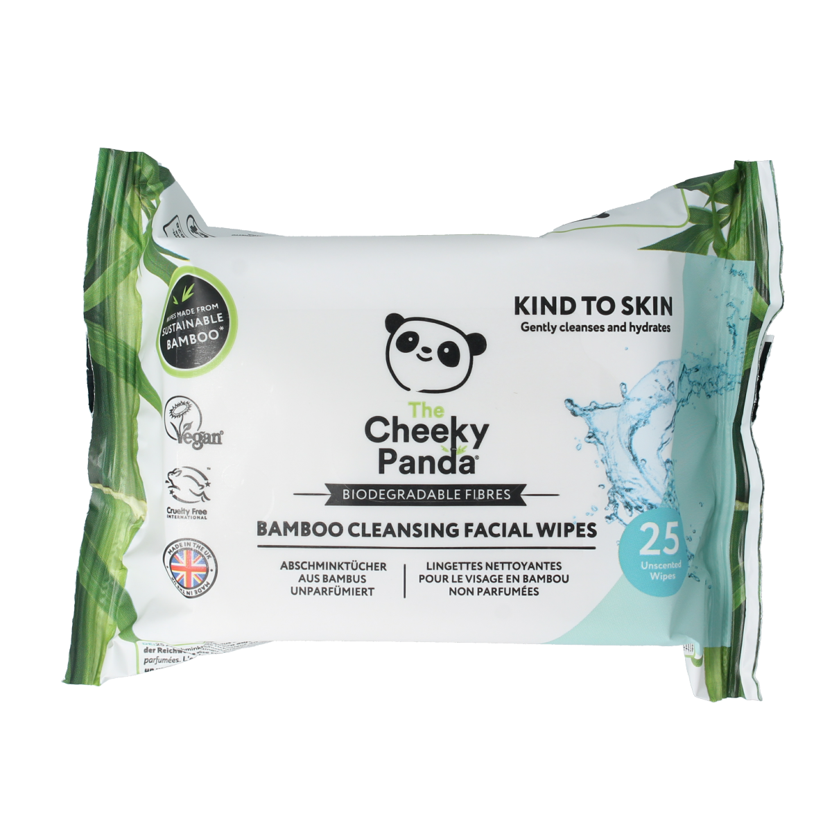 The Cheeky Panda Bamboe gezichtsreinigingsdoekjes parfumvrij 25.00 Stuks