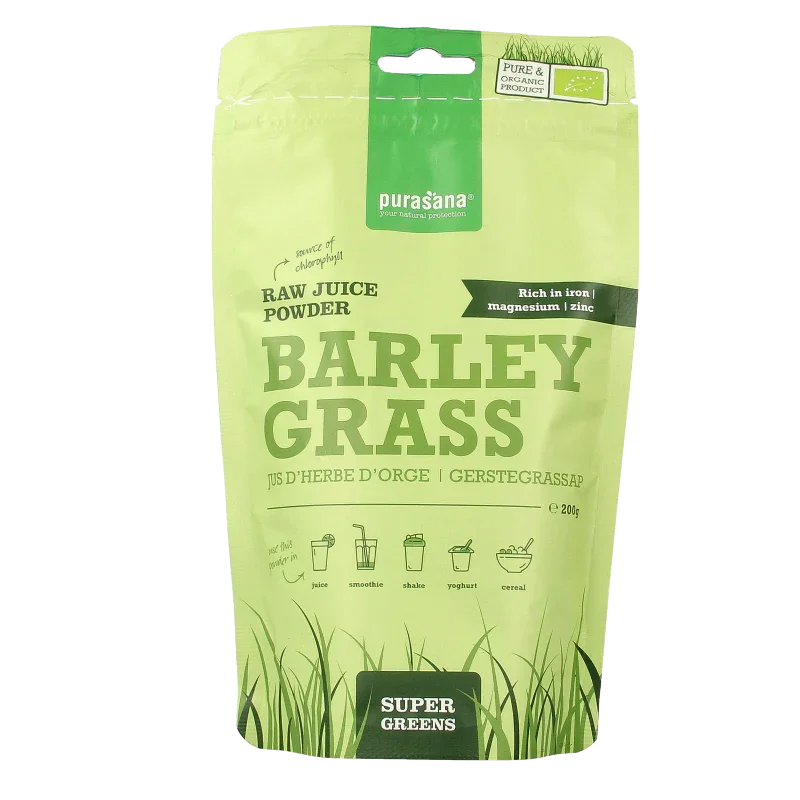 Purasana Gerstegras sappoeder bio 200 Gram