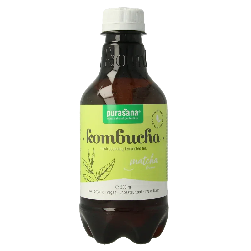 Purasana Kombucha matcha vegan bio 330 Milliliter