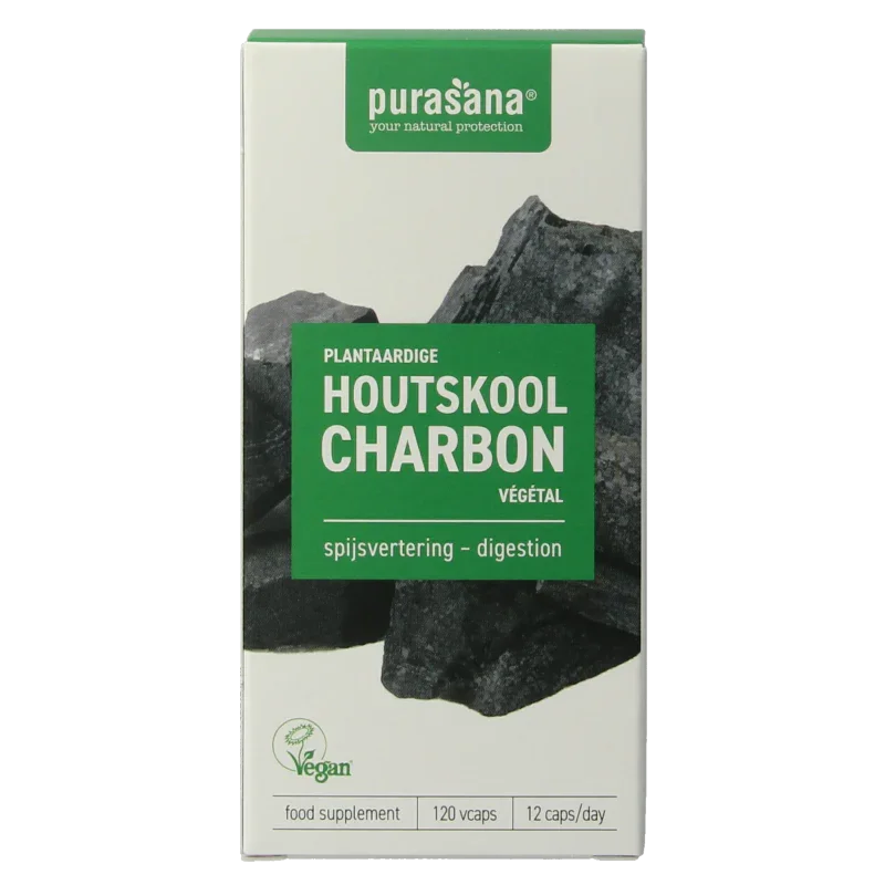 Purasana Plantaardige houtskool vegan 120 Vegetarische capsules