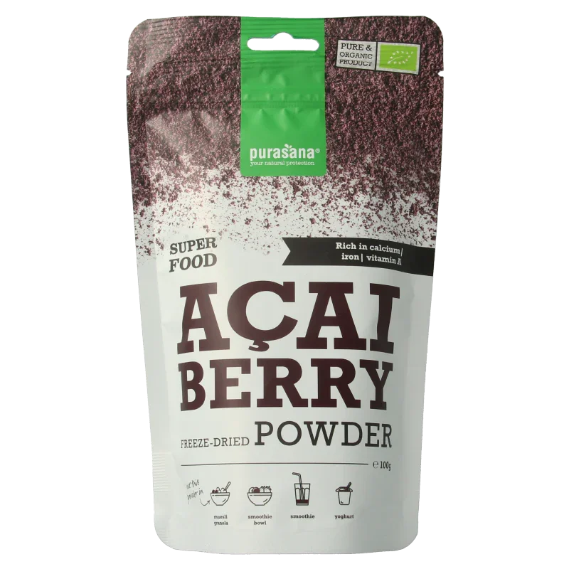 Purasana Acai bessen poeder vegan bio 100 Gram