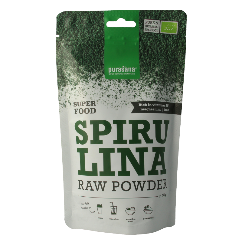 Purasana Spirulina poeder vegan bio 200 Gram