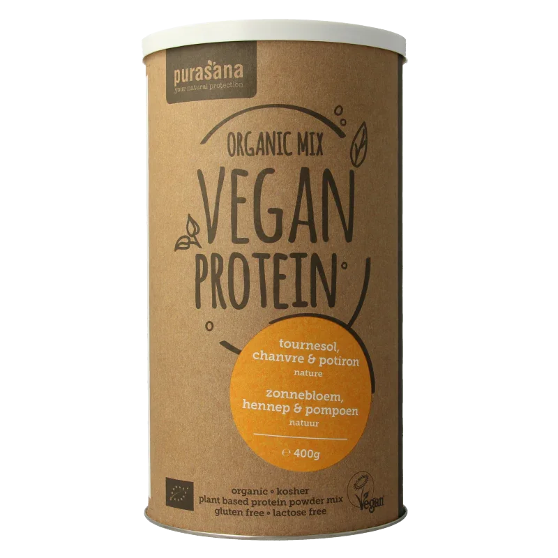 Purasana Proteine zonnebloem hennep pompoen vegan bio 400 Gram