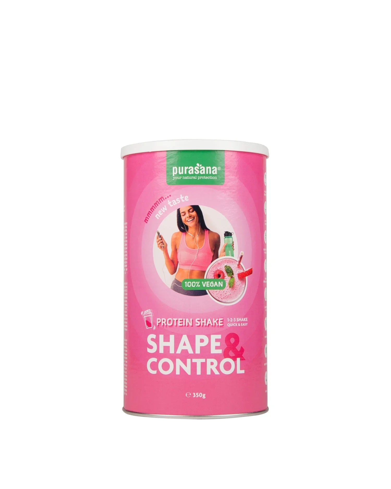 Purasana Shape & control proteine shake aardbei-framboos 350 Gram