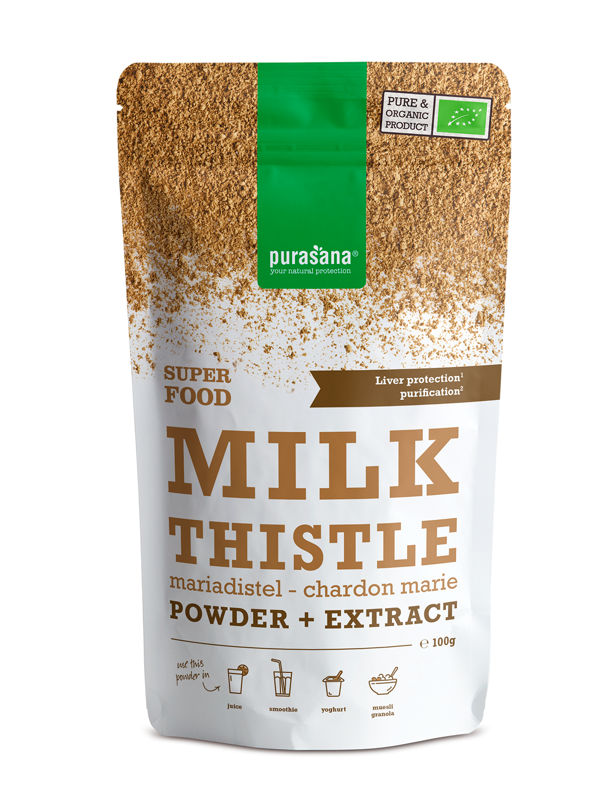 Purasana Mariadistel poeder + extract bio 100 Gram
