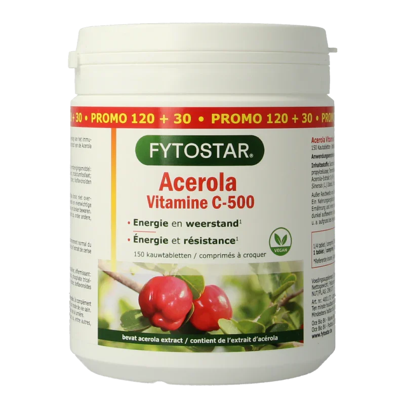 Fytostar Acerola vitamine C 500 kauwtablet 150.00 Kauwtabletten