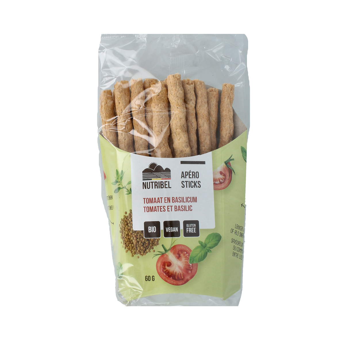 Nutribel Apero stick tomaat basilicum bio 60.00 Gram