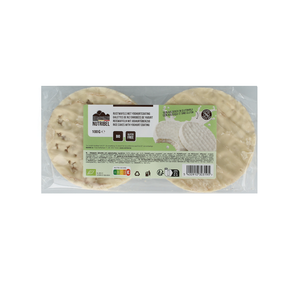 Nutribel Rijstwafels yoghurt coat bio 100.00 Gram
