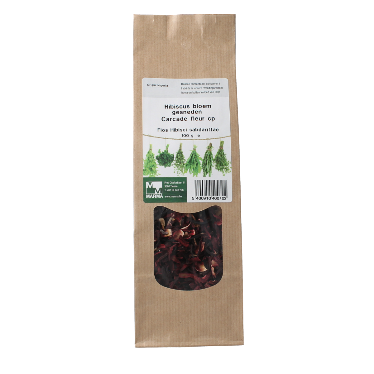 Marma Hibiscus bloem gesneden 100.00 Gram