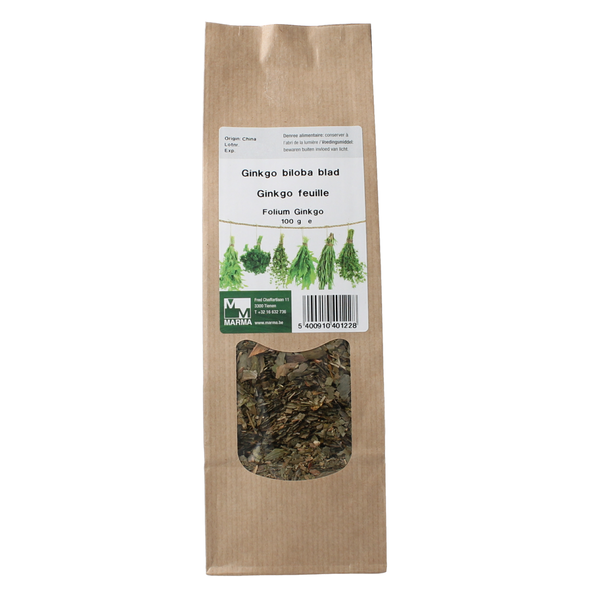Marma Ginkgo biloba blad 100.00 Gram