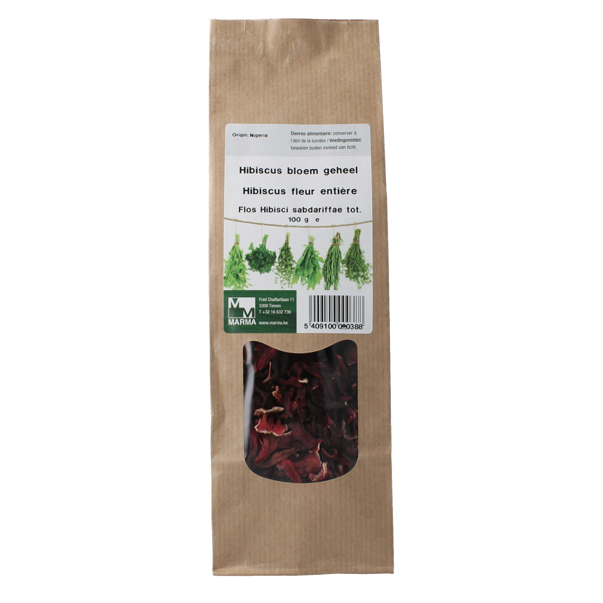Marma Hibiscus bloem geheel 100.00 Gram