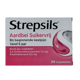 Strepsils Aardbei suikervrij 24.00 Zuigtabletten