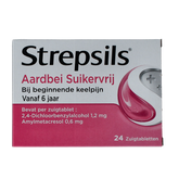Strepsils Aardbei suikervrij 24 Zuigtabletten