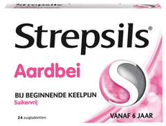 Strepsils Aardbei suikervrij 24 Zuigtabletten