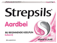 Strepsils Aardbei suikervrij 24 Zuigtabletten
