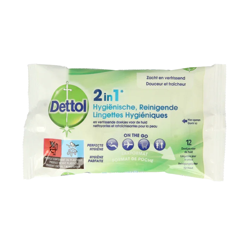 Dettol Wipes 2-in-1 12 Stuks