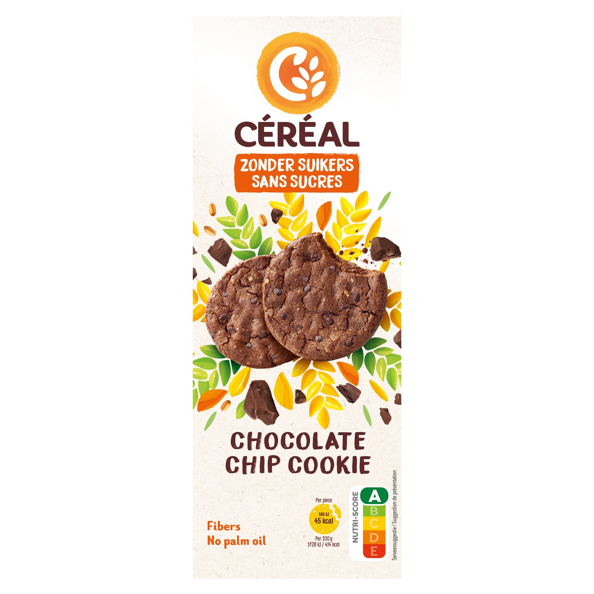 Cereal Chocolate chip cookie zonder suikers 130 Gram