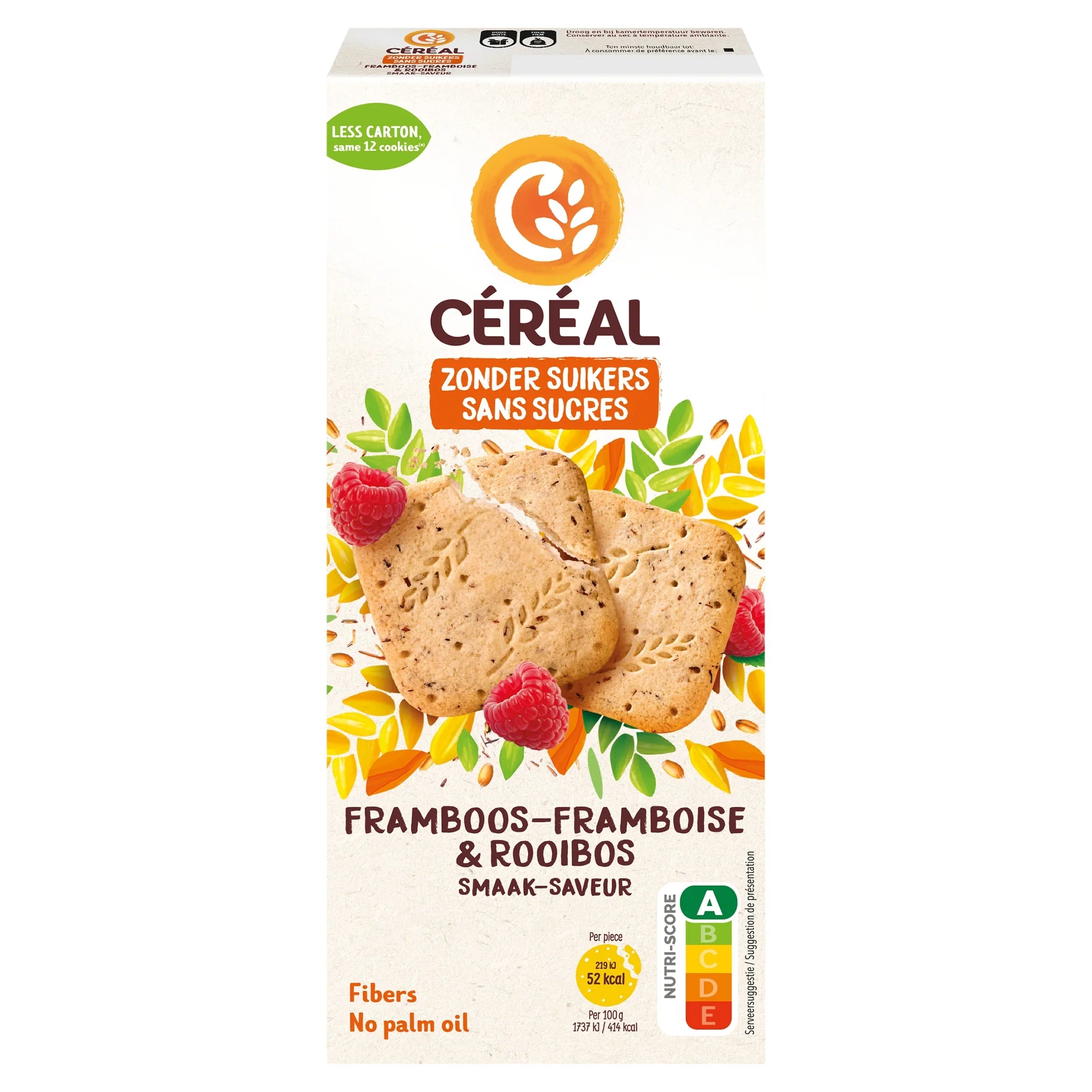 Cereal Koekjes framboos rooibos zonder suikers 150 Gram