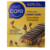 WeCare Lower carb tussendoortje chocola & hazelnoot 8 Stuks