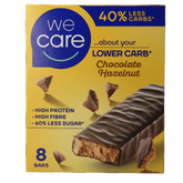 WeCare Lower carb tussendoortje chocola & hazelnoot 8 Stuks