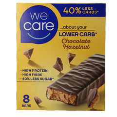 WeCare Lower carb tussendoortje chocola & hazelnoot 8 Stuks