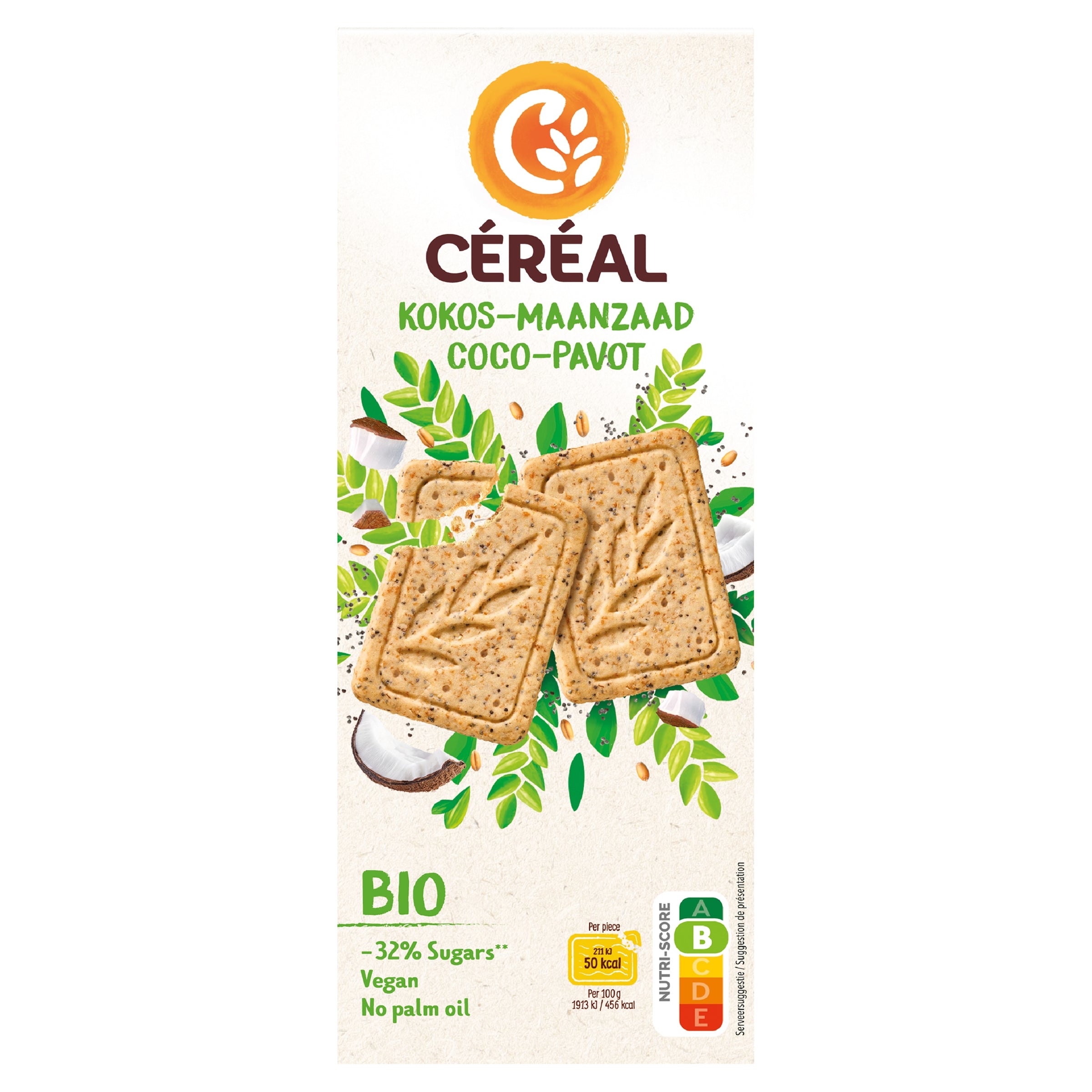 Cereal Koekjes kokos maanzaad bio 132 Gram
