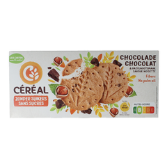 Cereal Zandkoekjes chocolade & hazelnoot zonder suikers 132 Gram