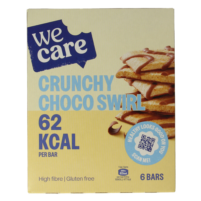 WeCare Lower kcal/carb bars crunchy choco swirl 78.00 Gram