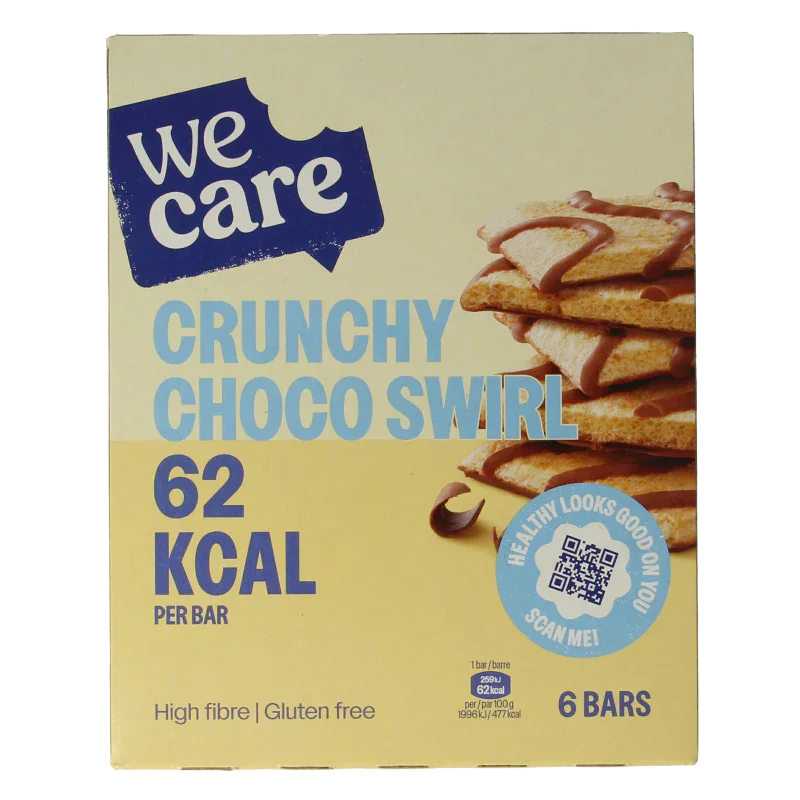WeCare Lower kcal/carb bars crunchy choco swirl 78 Gram