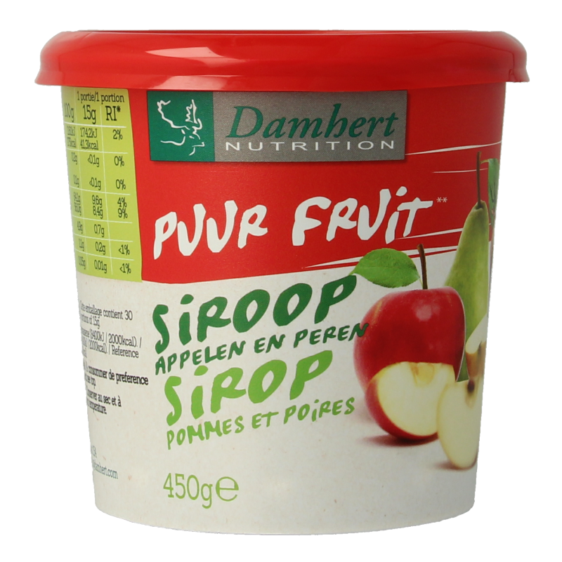 Damhert Puur fruit siroop appelen en peren 450 Gram