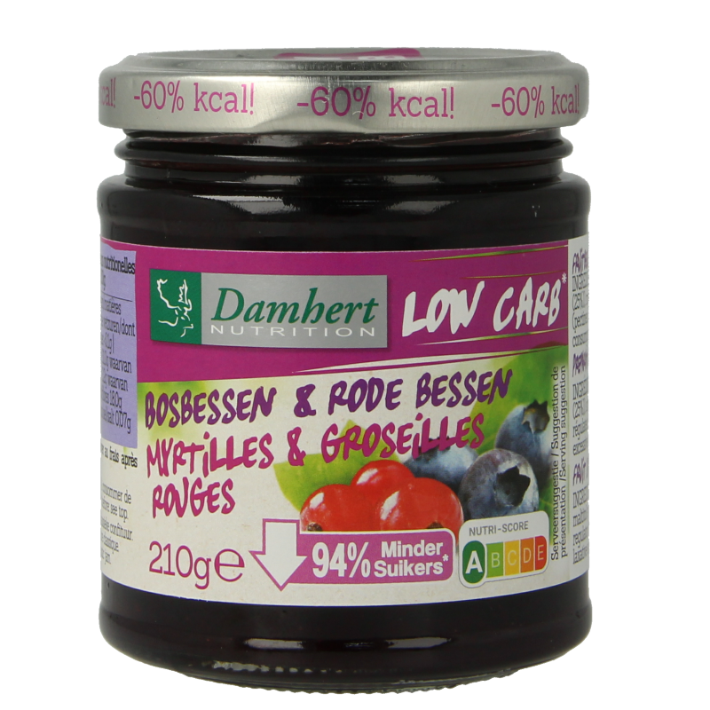 Damhert Confituur bosbes/rode bes low carb 210.00 Gram