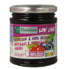 Damhert Confituur bosbes/rode bes low carb 210 Gram