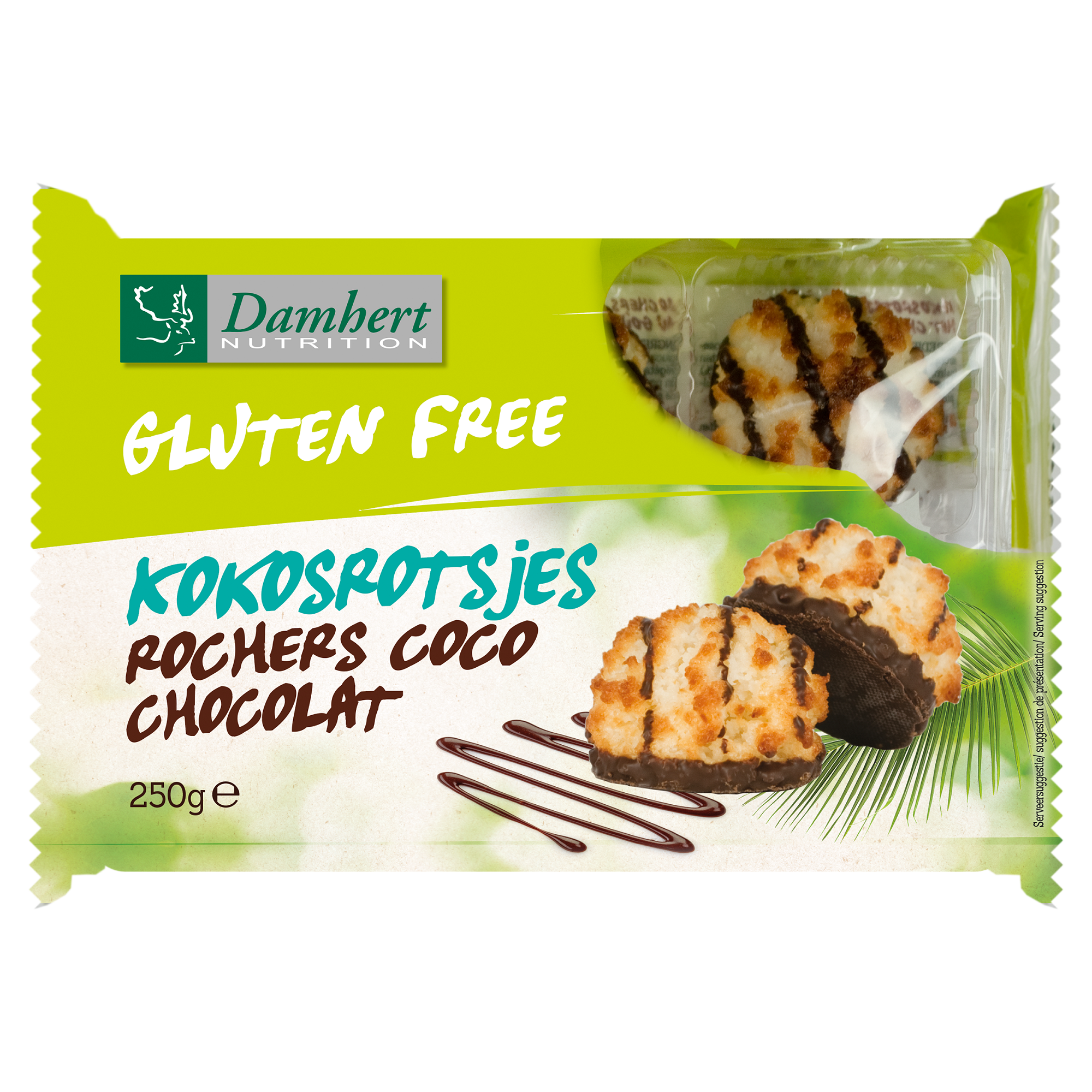 Damhert Kokosrotsen chocolade glutenvrij 250.00 Gram