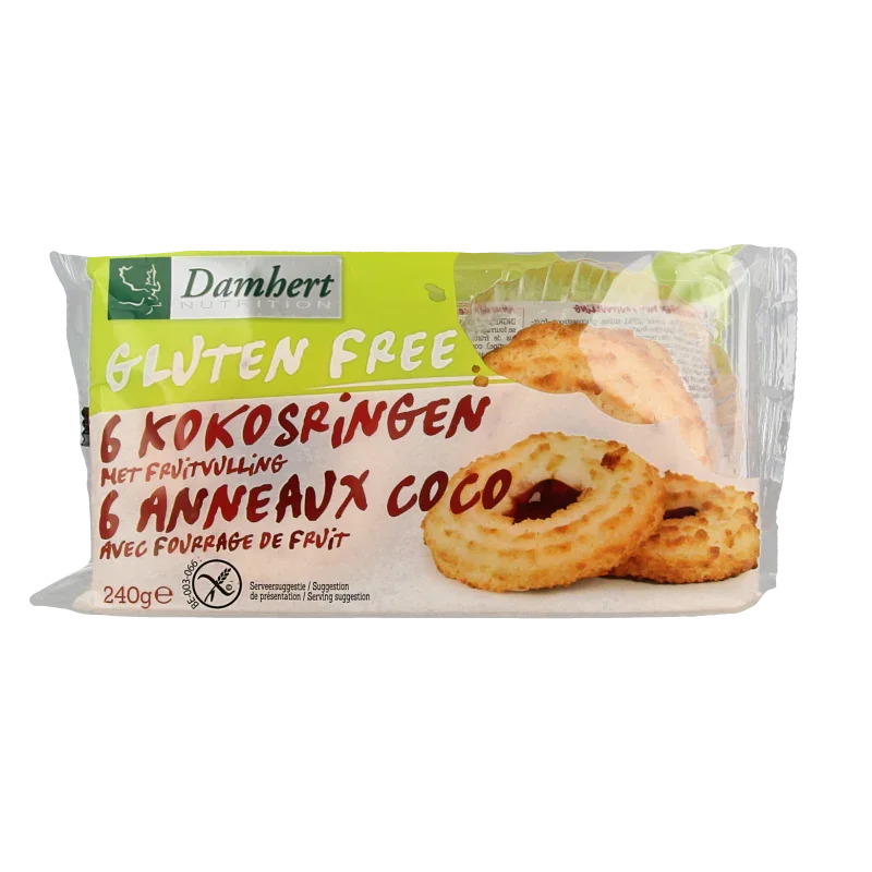 Damhert Kokosringen fruitvulling glutenvrij 240 Gram