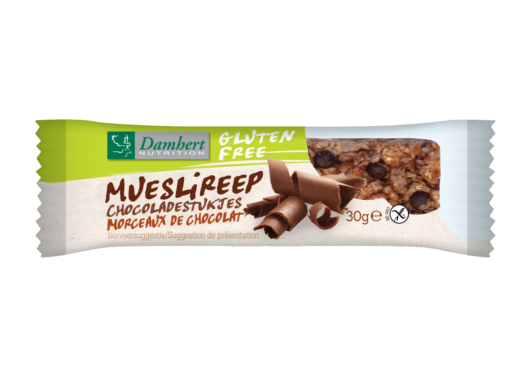 Damhert Mueslireep chocolade glutenvrij 30 Gram