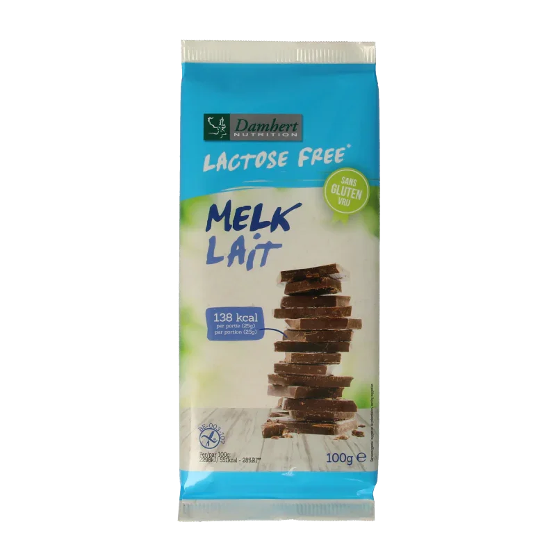 Damhert Chocoladetablet melk glutenvrij en lactosevrij 100 Gram