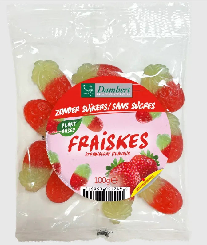 Damhert Fraiskes strawberry zonder suikers 100 Gram