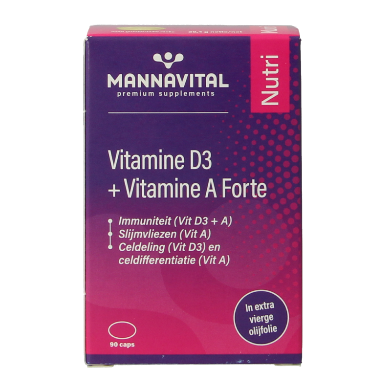 Mannavital Vitamine D3 + vitamine A forte 90 Capsules
