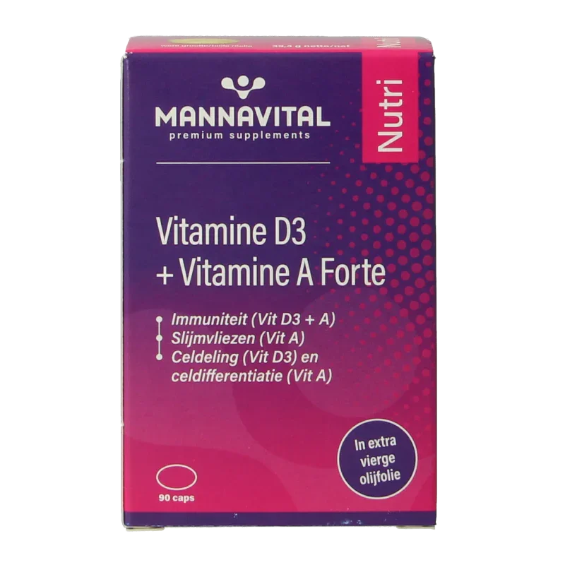 Mannavital Vitamine D3 + vitamine A forte 90 Capsules